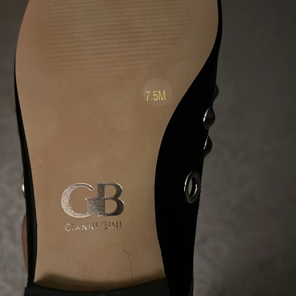 Gianni Bini Leather Studded Mules - Picture 4 of 6